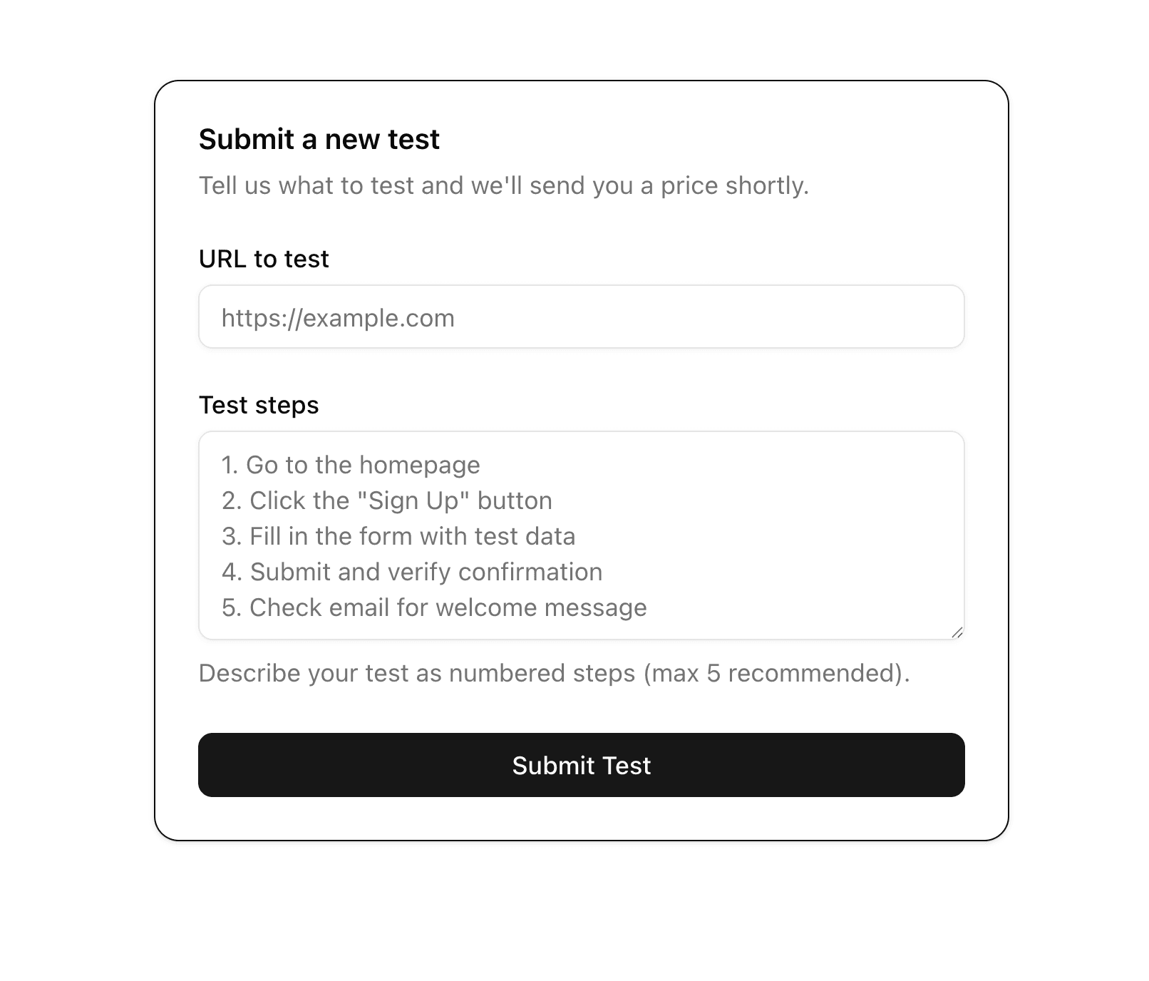 Task submission form